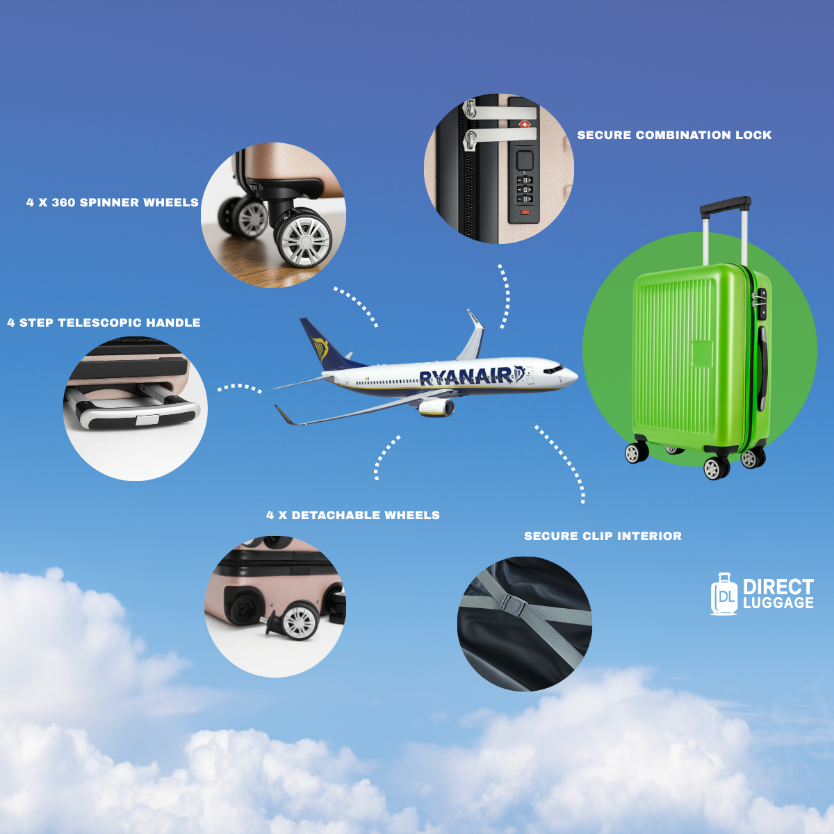 Luqin Underseat Detachable Wheels Cabin Cases 1631