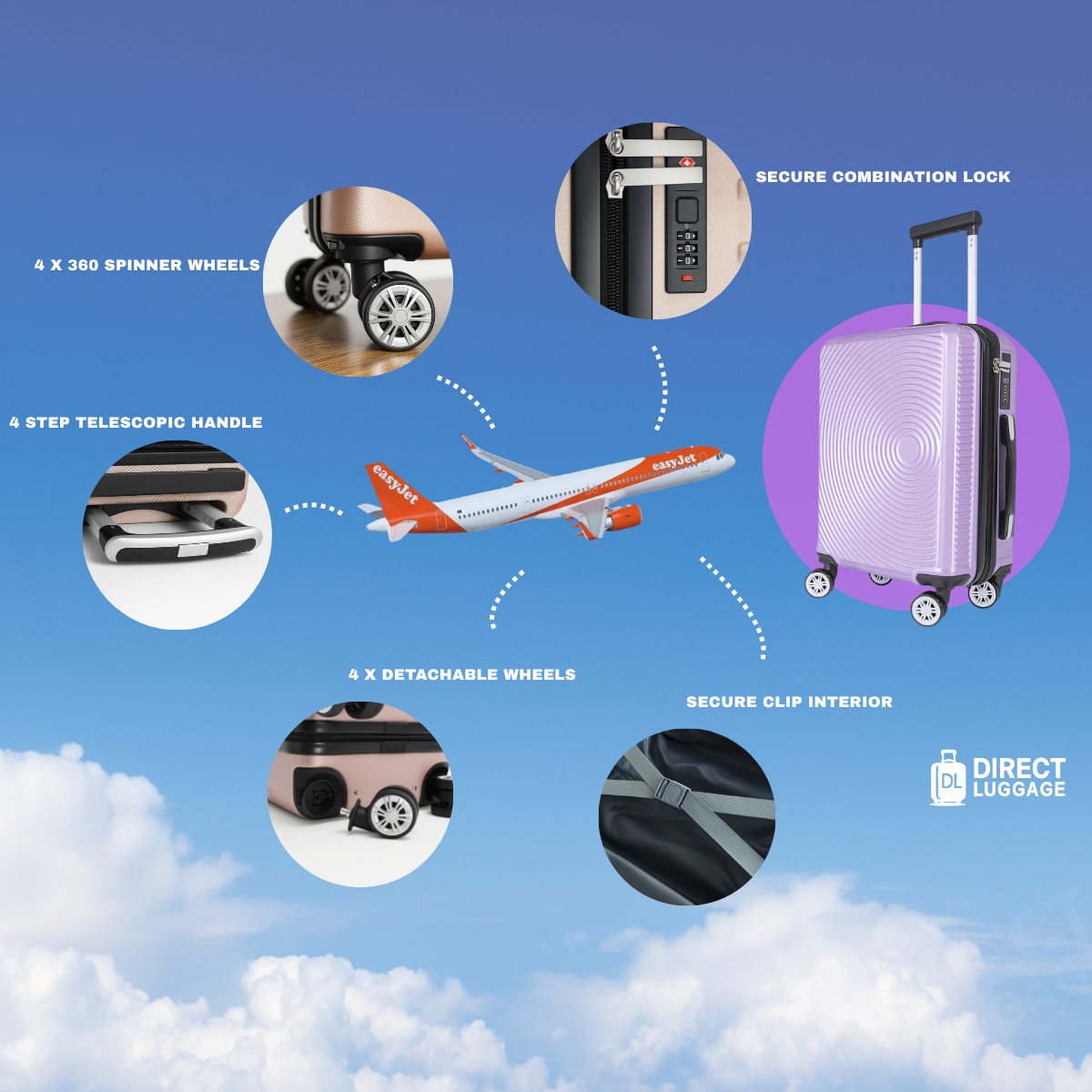 Srizul Underseat Detachable Wheels Cabin Cases 1830 ( 45 x 36 x 20 cm )