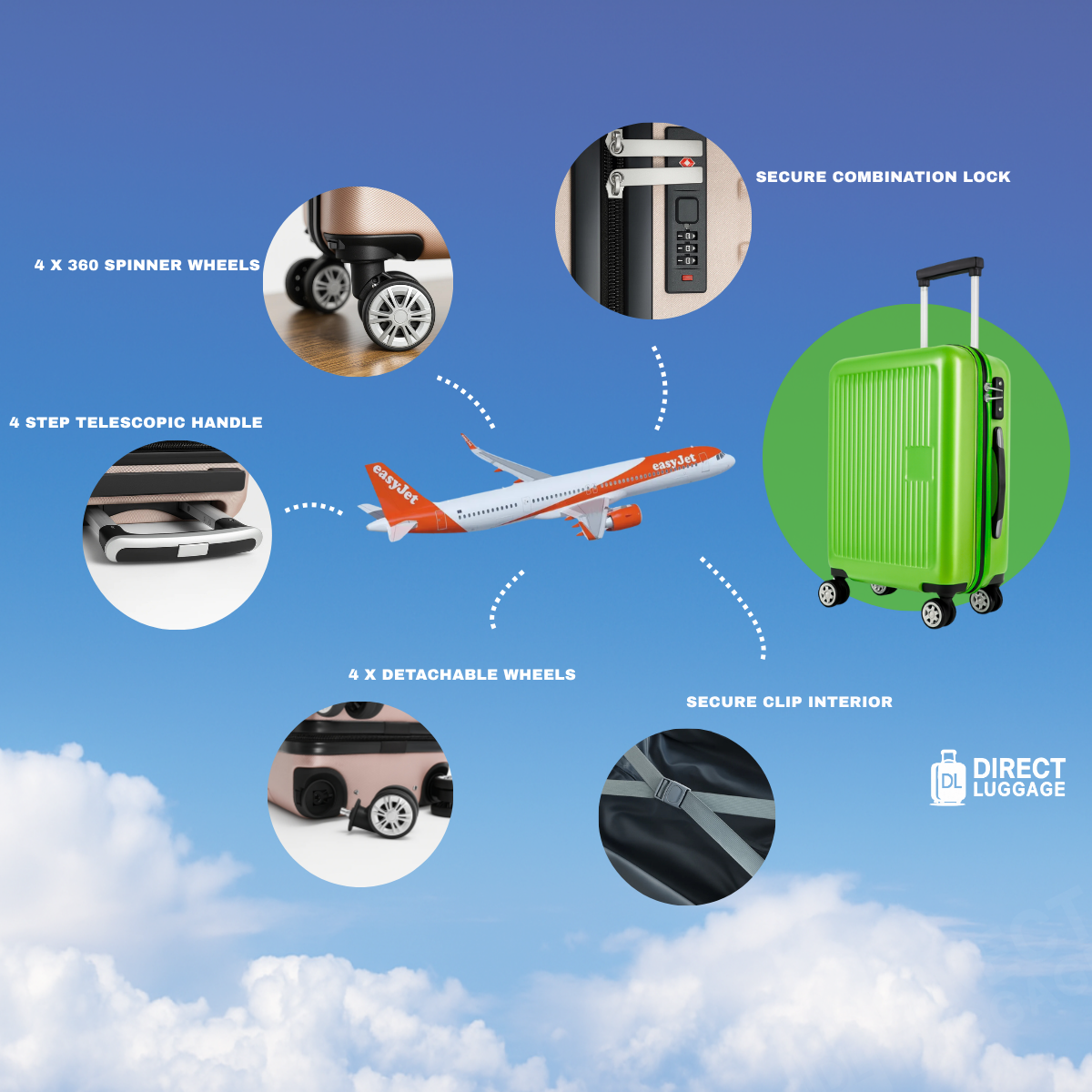 Luqin Underseat Detachable Wheels Cabin Cases 1831 ( 45 x 36 x 20 cm )