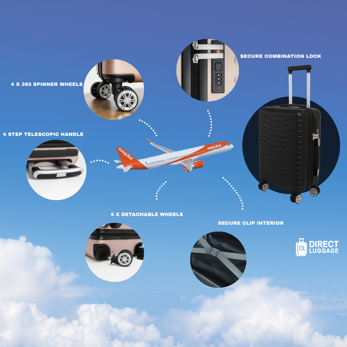 Dumpa Underseat Detachable Wheels Cabin Cases 1827 ( 45 x 36 x 20 cm )